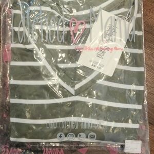 Latched Mama Olive Stripe Boyfriend NURSING Tee